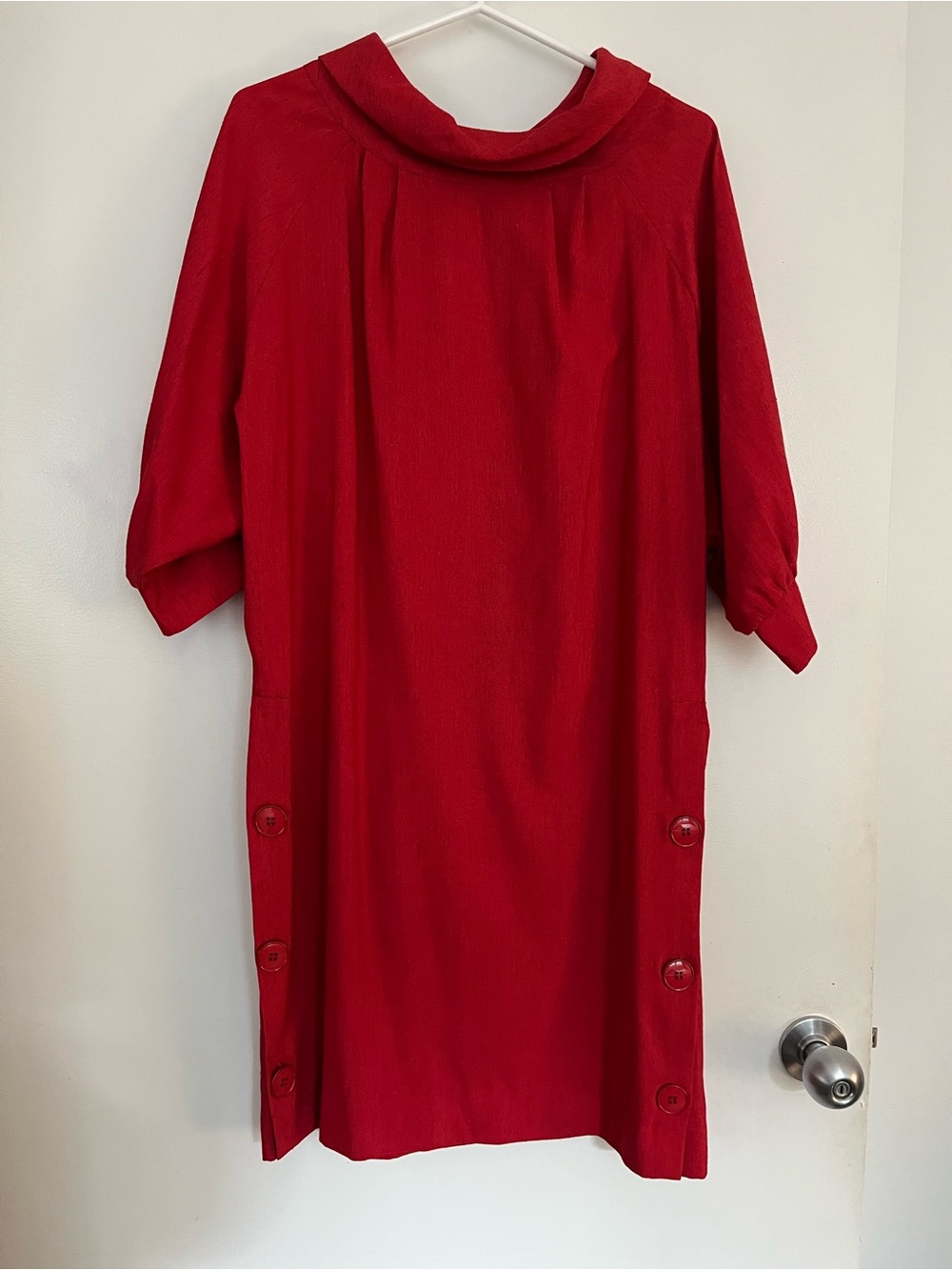 Dark red vintage PBJ dolman sleeve midi sack dress with button detail size 7